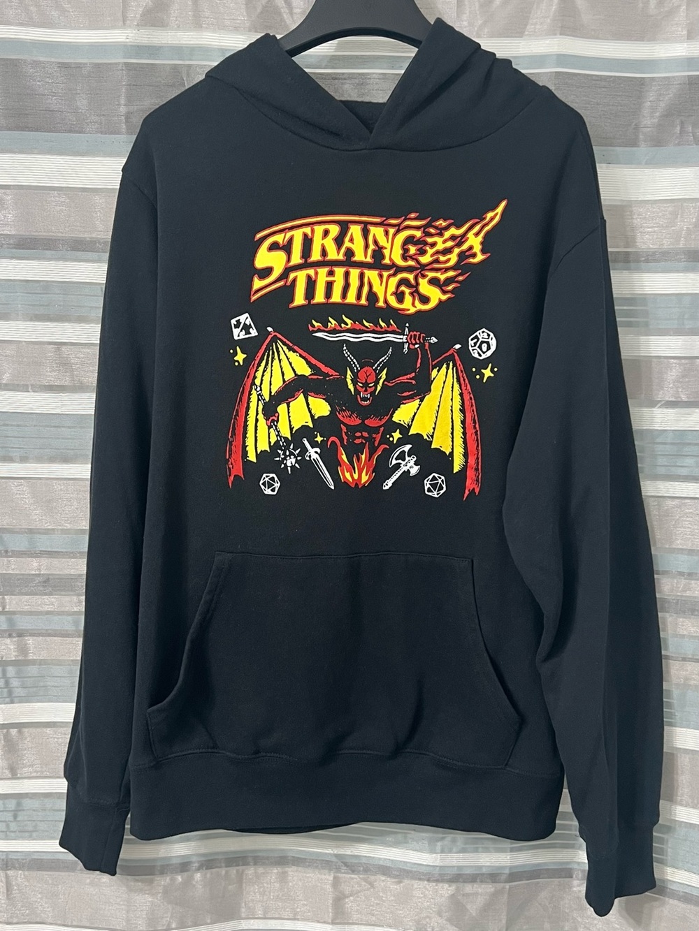 Stranger Things Netflix Black Flame Logo Hellfire Club Pullover Hoodie